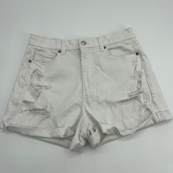 AMERICAN EAGLE AE Denim Cut Off High Waisted White Shorts Womens 8 - Picture 1 of 7